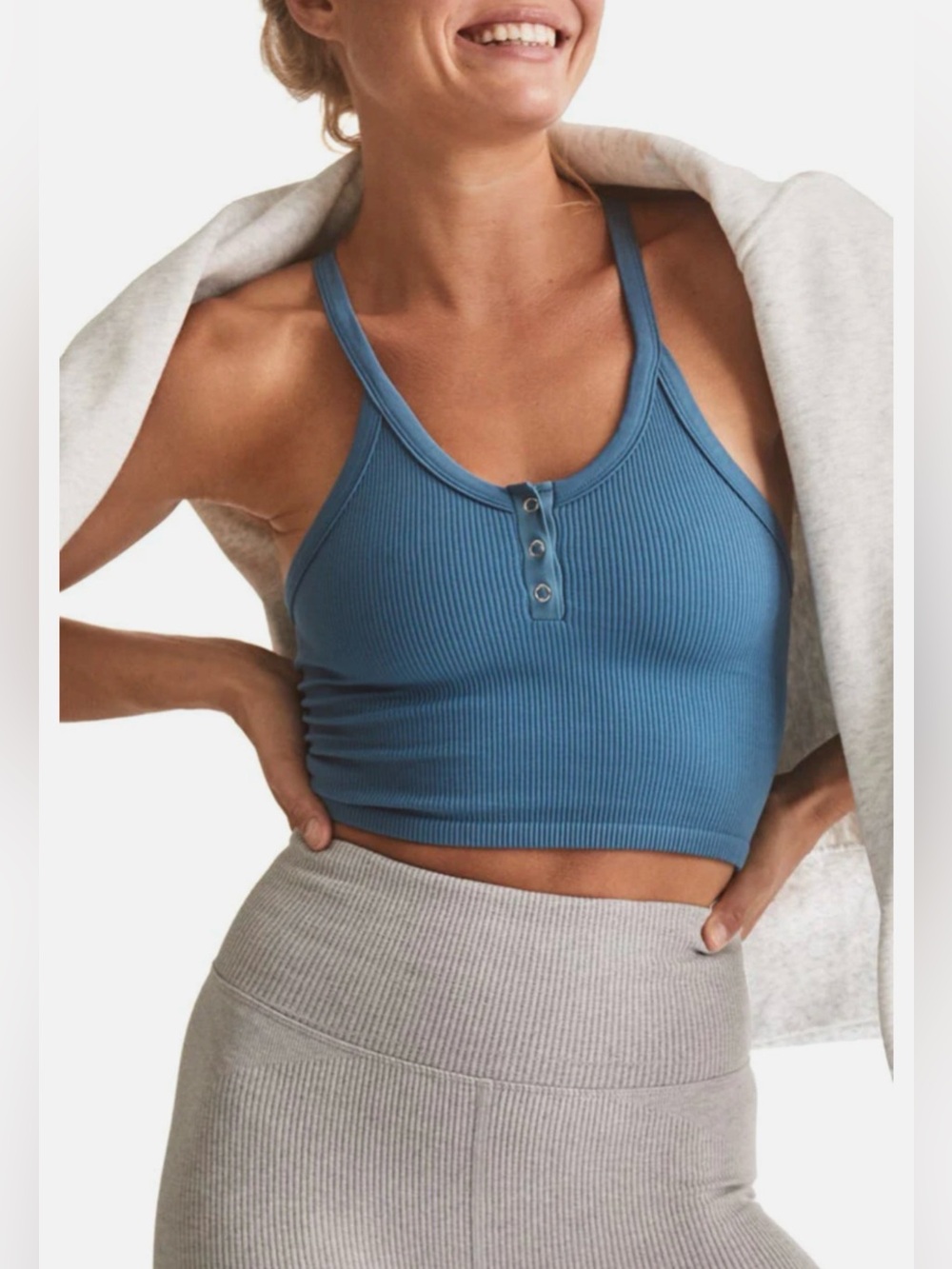 FP Movement “Free Throw” Henley Crop Tank - S - EUC